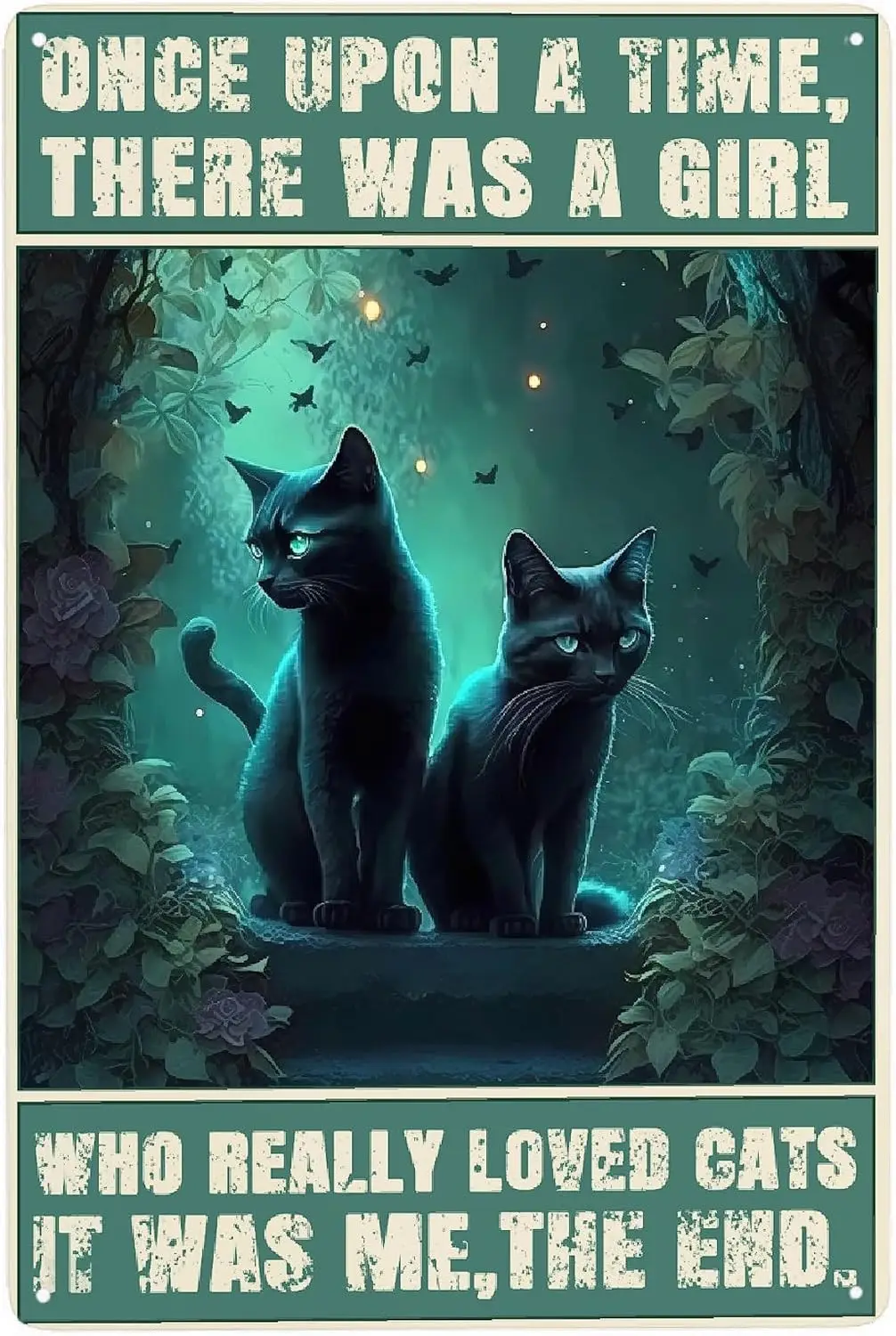 MAUDGALYAYANA Black Cat Metal Sign Wall Decor Poster Aluminum Signs for Home Bedroom Kitchen Bar Cafes 12x8inch sign sign