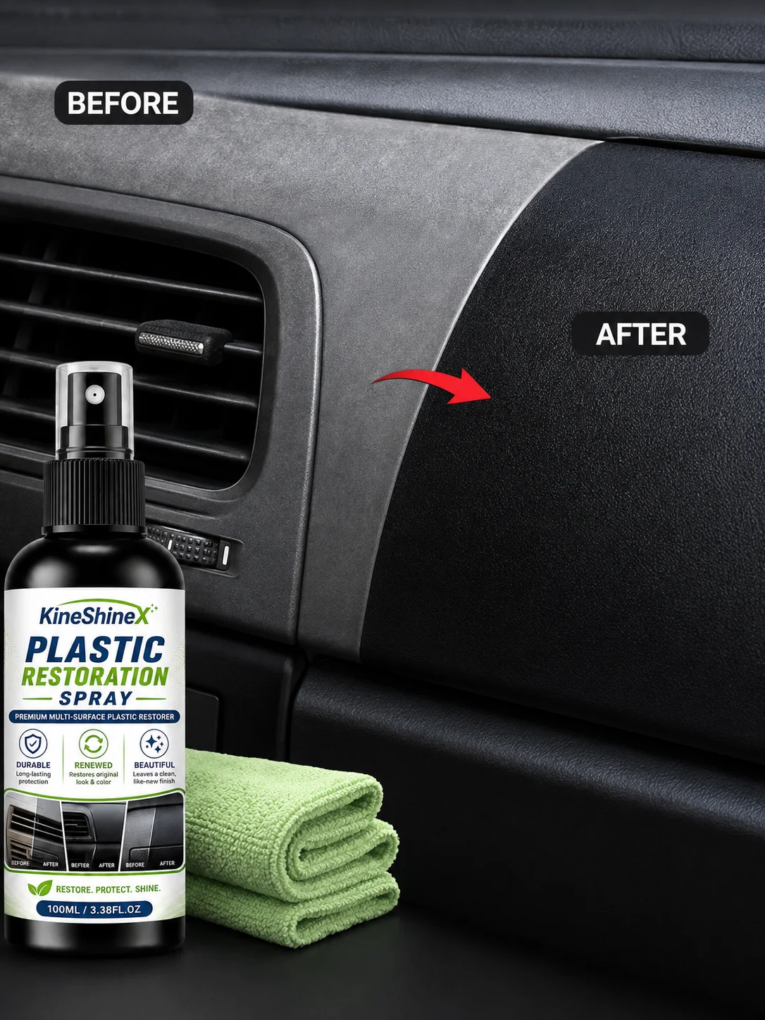 Interior Plastic Renovator for Car Remove White Fade & Minor Scratches Conditioner Protect Leather Surfaces