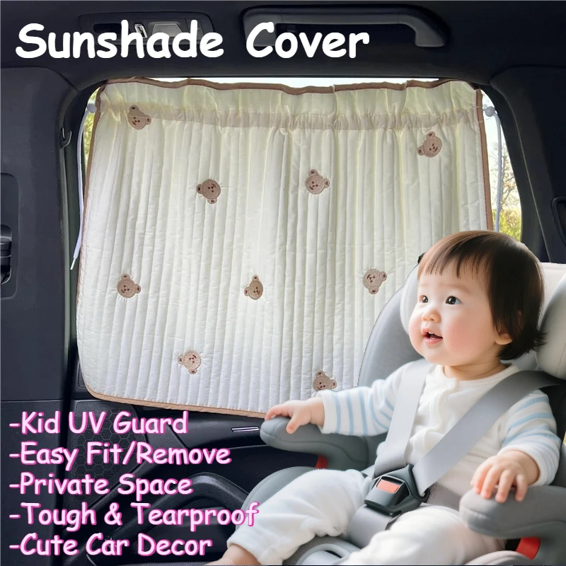 Cortina Sonnenschutz für Babyautositz, Baumwoll-Fensterrollo, Cartoon-Motiv, Sonnenschutz, mit Schiebesaugnäpfen