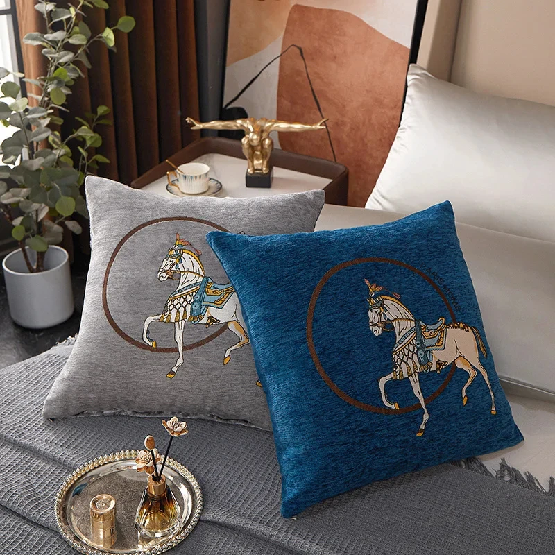 Horse 45cm Throw Pillow Cushion Covers Pack Of 1 Pcs Luxury Horse Embroidery Modern Style Couch Sofa Pillow Covers - view 4