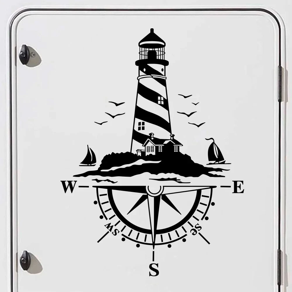 

Van Camping Rv Caravan Lighthouse Comb of the Winds Compass Car Decor Sticker Motor Vinyl Vehicle Decal Auto Tuning Accessories