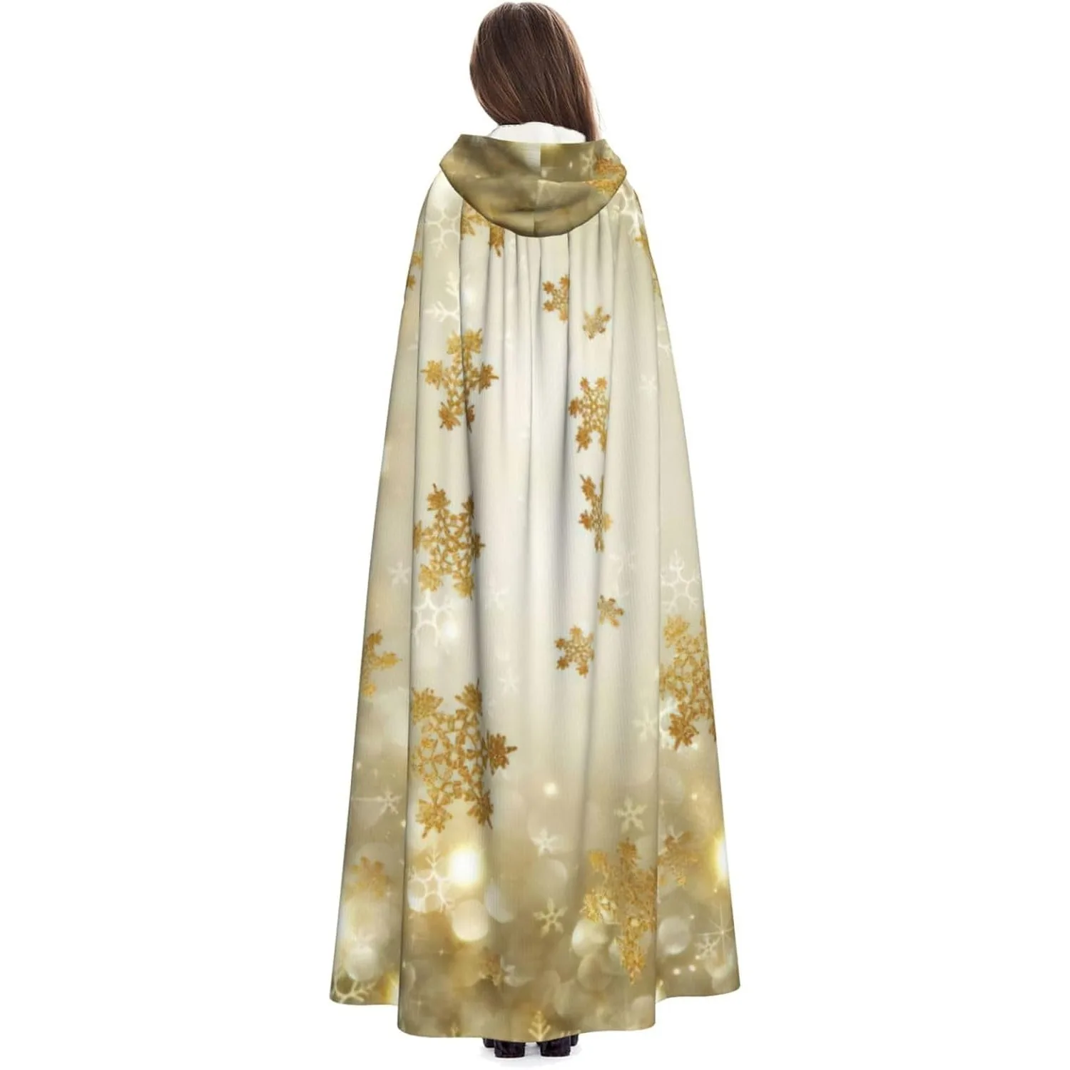 

Gold silk christmas Print Adults Halloween Vampire hooded Capes Christmas Witch Robe Cape Party Supplies