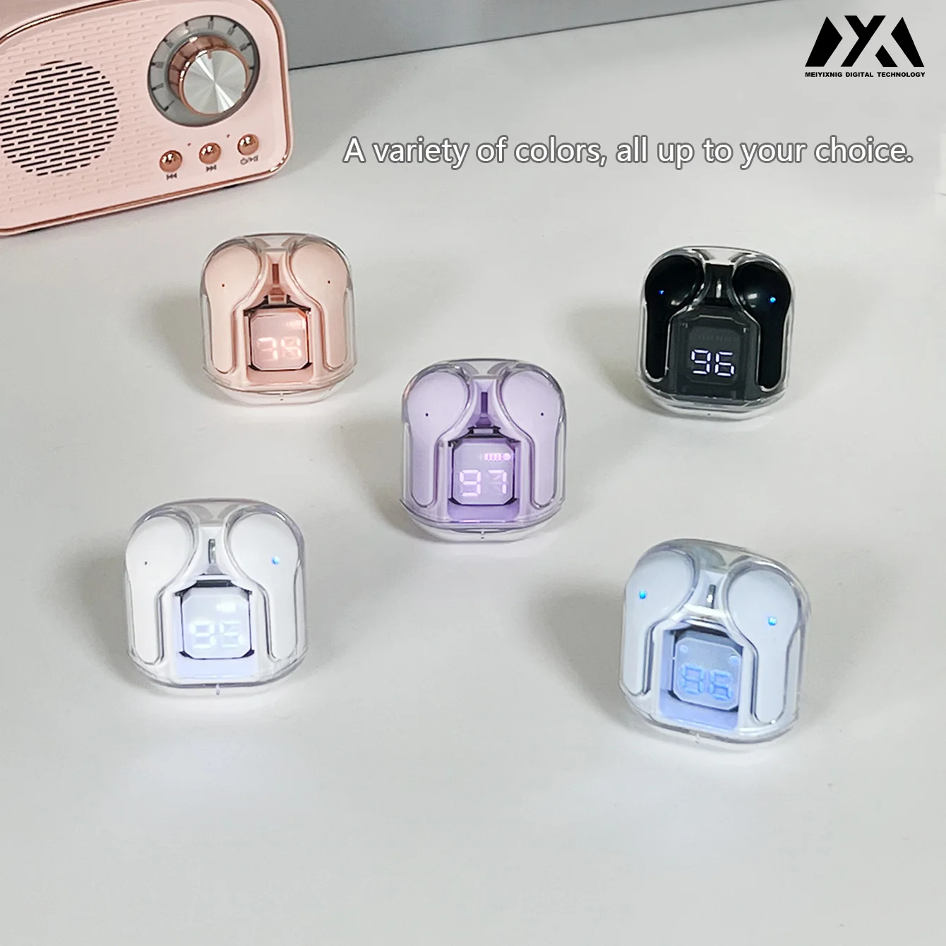 AIR31 Transparent Fashion ENC Noise-Cancelling Headphones - Wireless In-Ear Headphones, Available in Various Color Options for C