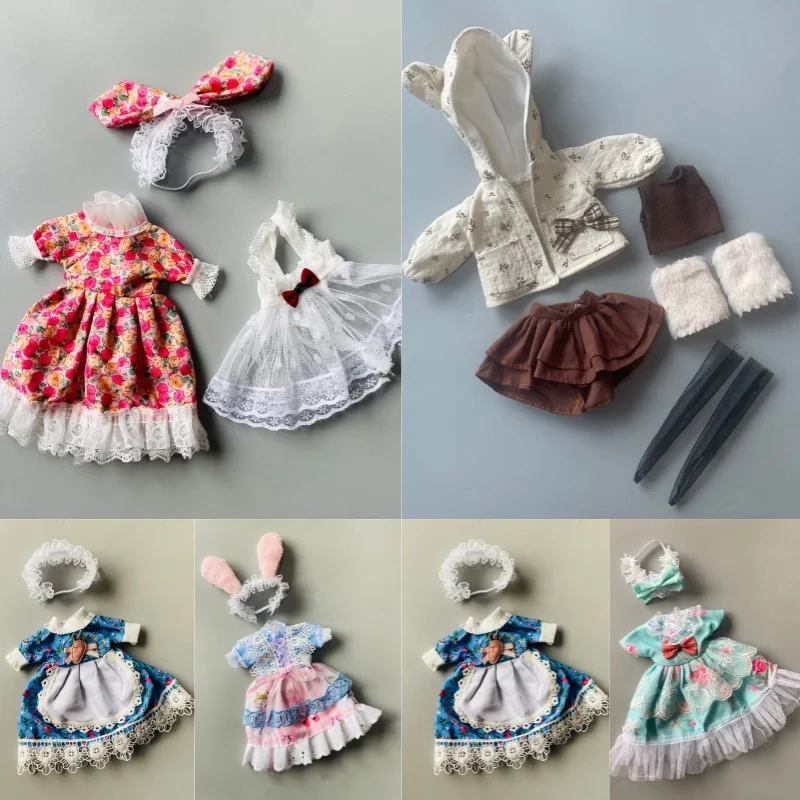 30cm Doll Clothes, Bear Ear Hooded Coat + Ruffled Skirt Set, Stylish Doll Outfit, Perfect for Collectors