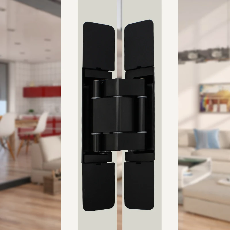 頑丈な木製ゲート隠しヒンジ ブラックシルバー 3D調整可能 隠蔽型180度室内ドアヒンジ