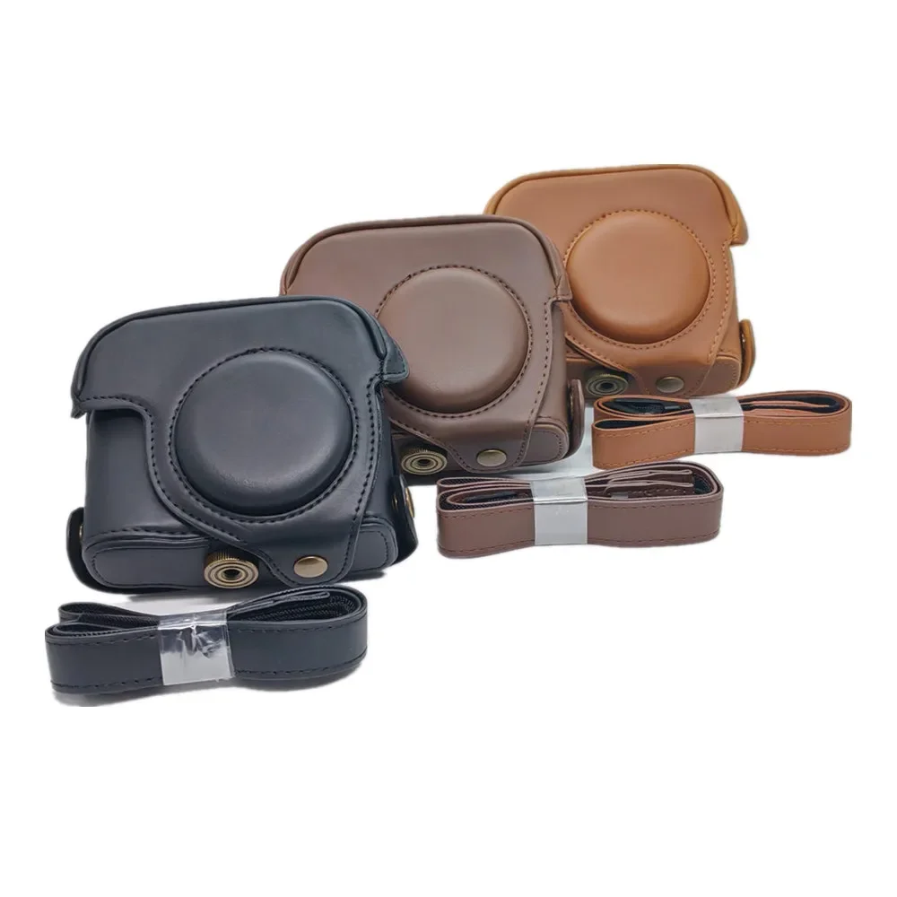 Camera Bag Case For Canon Powershot G15 G16 Full PU Leather  Body Cover With Strap