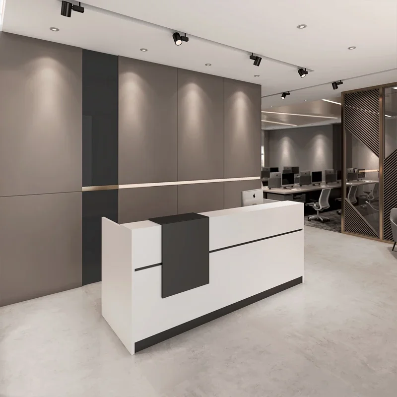 New Hotel Modern Design Wood Beauty Salon Counter Front Desk White Office Reception Table