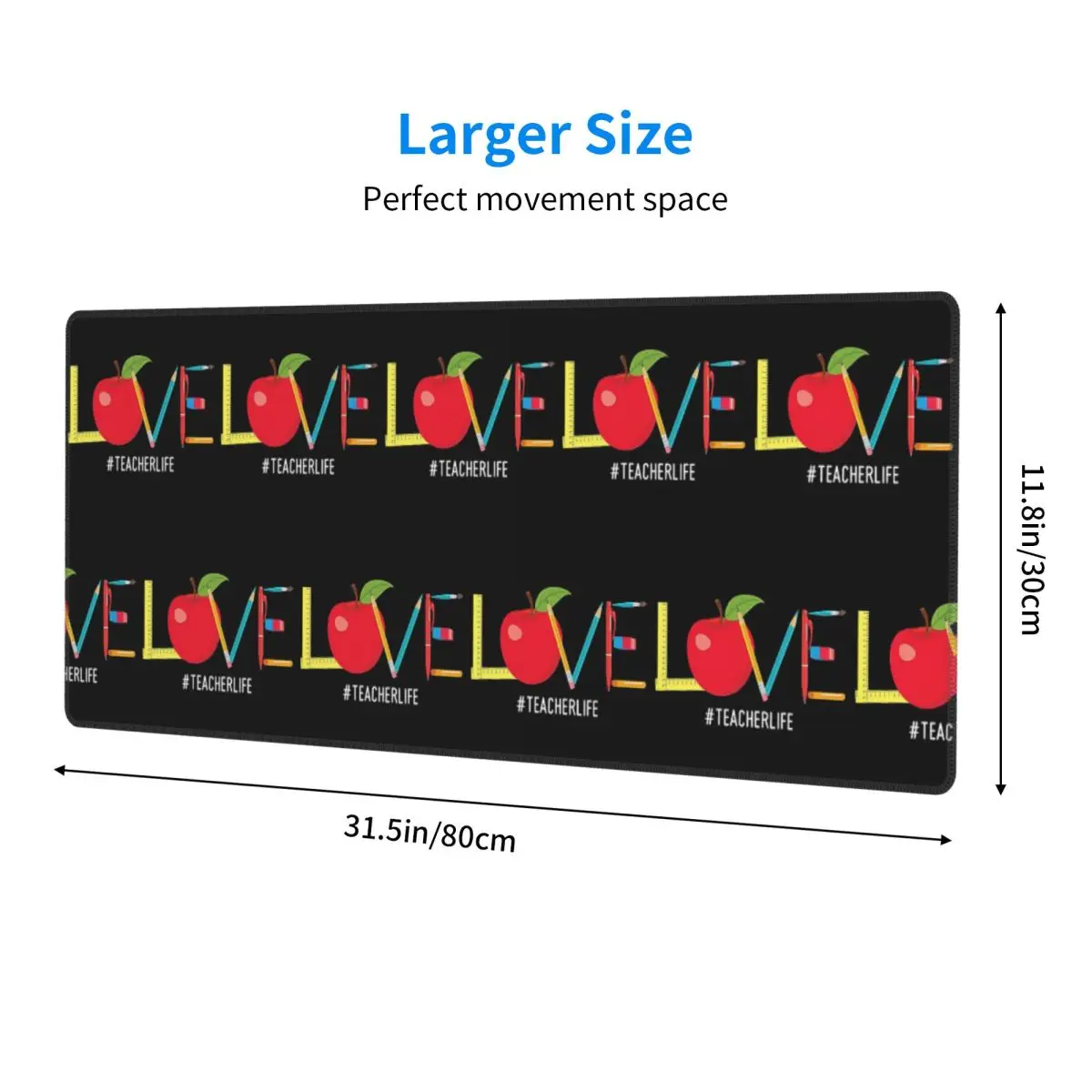 Large Mouse Pad Love Teacher Life Apple Pencil Gamer PC Laptop Mats Keyboard Carpet Computer Gaming Office Accessories Desk Mat