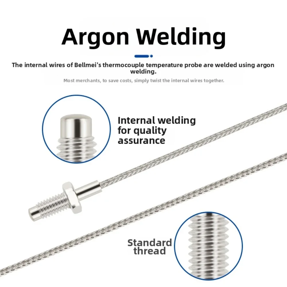 K-Type Thermocouple Sensor With Stainless Steel Probe For Accurate Temperature Heating Systems, Plastic Machinery, Automation