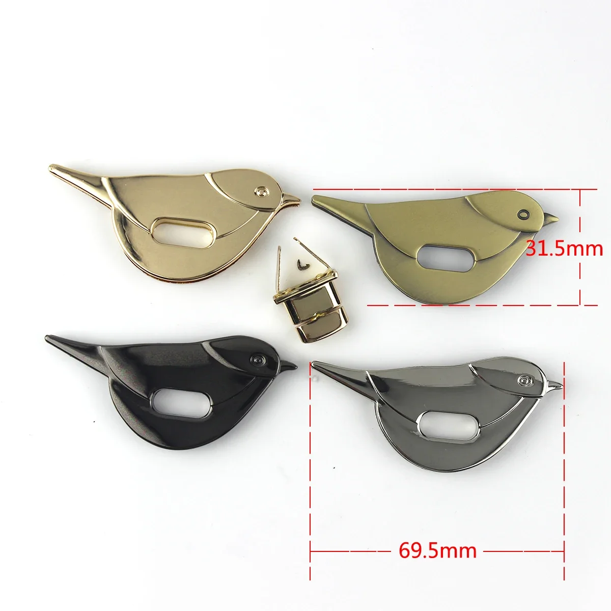 1piece Metal Bag Lock Bird Shape Twist Turn Lock Closure Clasp Buckle Leather Craft Bag Parts Purse DIY Hardware Accessories