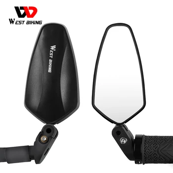 WEST BIKING 1 PC Segurança Bicicleta Espelho Retrovisor Grande Angular MTB Guiador Espelhos 360 ° Acessórios de ciclismo com lente ajustável