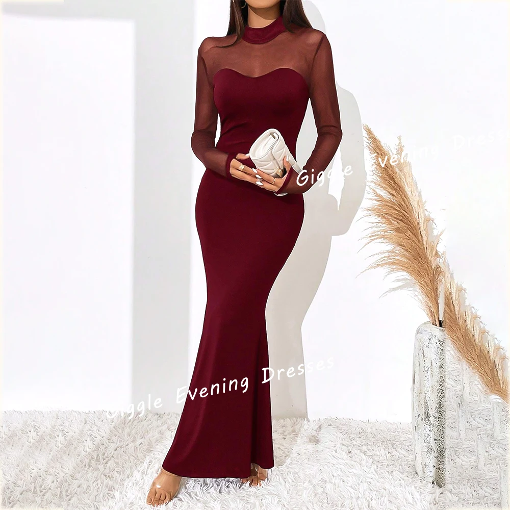 Giggle Luxury Close-FItting New Arabic Evening Dresses Women 2024 فساتين سهرة Floor-Length Illusion Wedding Party Prom Gowns