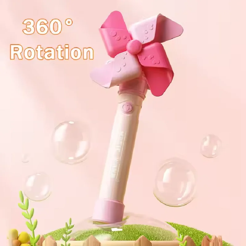 Brinquedo automático da máquina do sopro da varinha da bolha mágica com cor do moinho de vento led luz elétrica rotação música para o presente da festa do jardim ao ar livre do miúdo