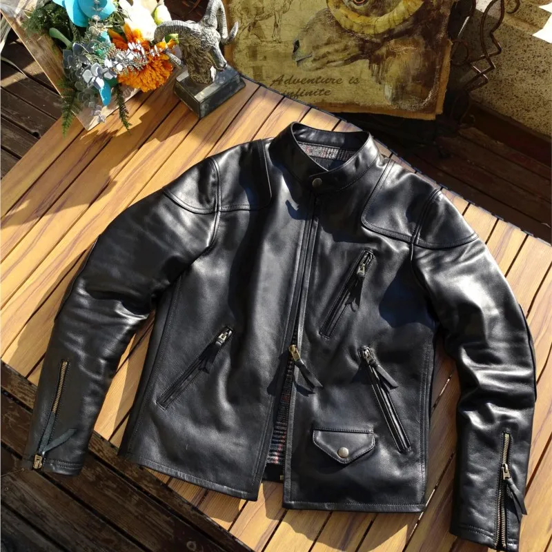 

Повседневное элегантное и модное пальто из воловьей кожи с верхним зерном