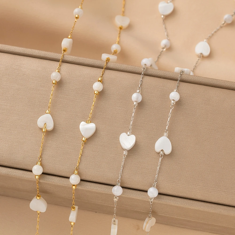 

1Meter Stainless Steel Heart Chains Beads For DIY Necklace Bracelet Jewelry Making Accessory Supplies Material Findings Crafts
