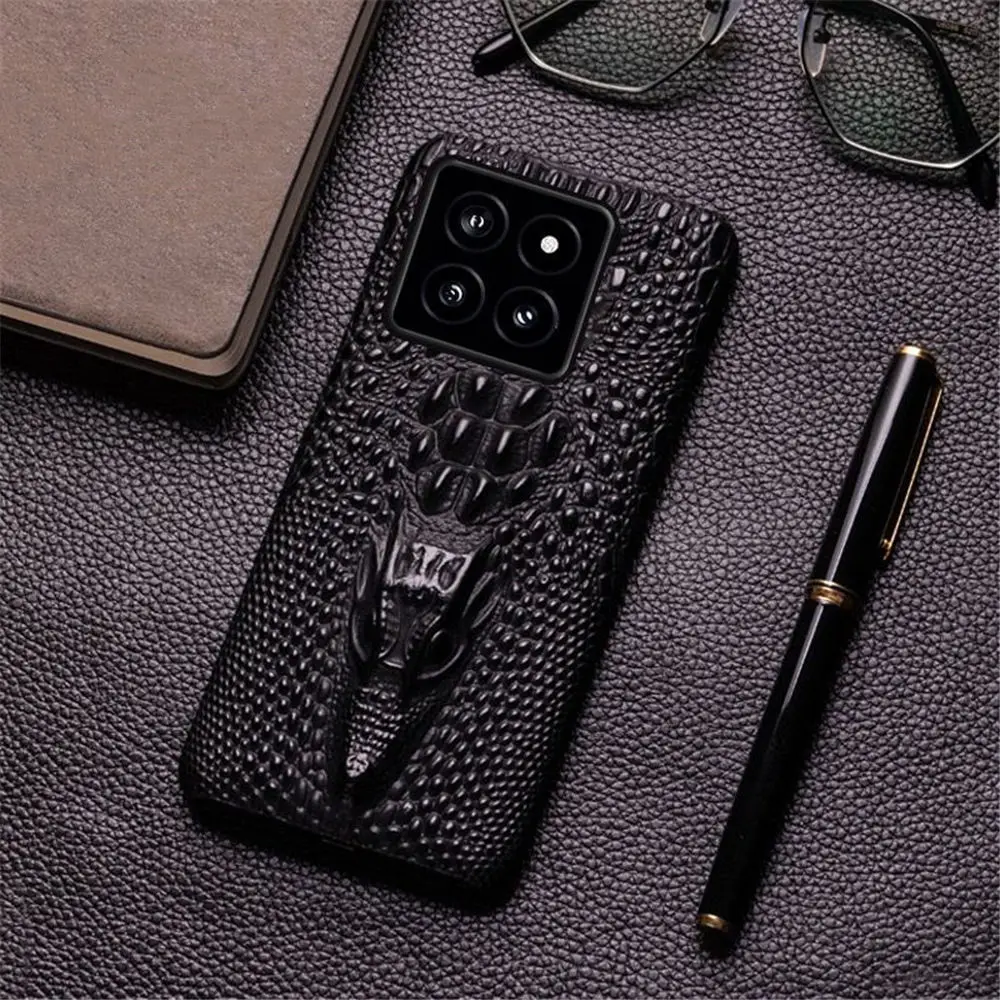 

Чехол из натуральной яловой кожи с головой дракона для Xiaomi 12, 13, 14, 15, задняя крышка Ultra Business
