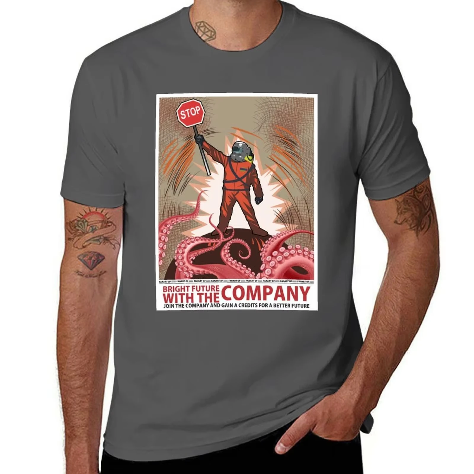 Lethal Company Join The Company Poster Graphic T-Shirt Unisex Cotton Casual Short Sleeve Tee Tops For Video Game Enthusiasts