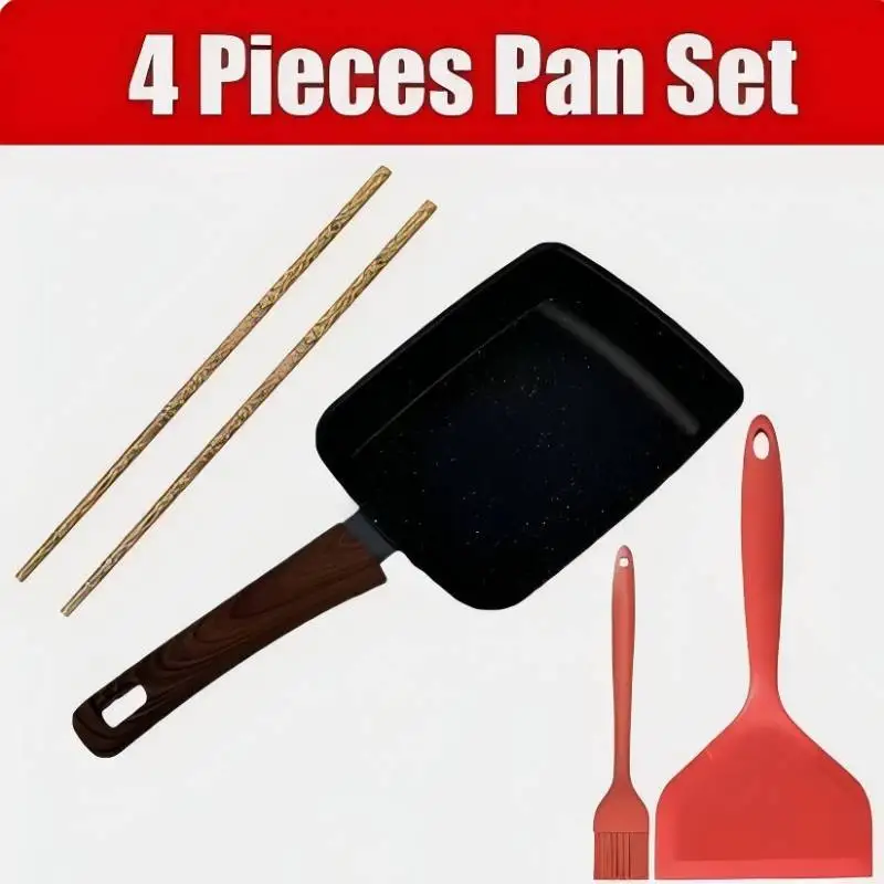 

Tamagoyaki Japanese Omelette Pan Nonstick Egg Pan Skillet Rectangle Tamago Pan Small Egg Frying Pan with Cooking Tools
