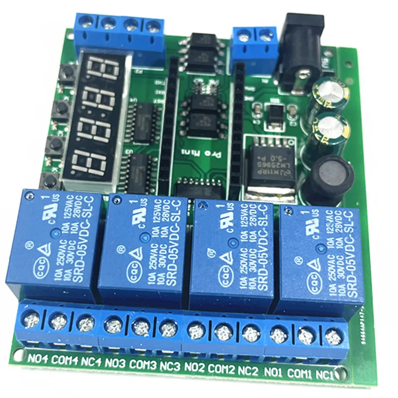 وحدة درع تتابع لوحة PLC صغيرة للمحترفين لاردوينو ، شاشة عرض ليد ، مؤقت تأخير الدورة ، تشغيل وإيقاف ، o22c04 ، DC 5-24V ، 4ch