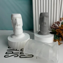Easter Island Statues Candle Mold Silicone Candle Mold Beeswax Pillar Candles Mold Scented Abstract Human Face Candle Molds