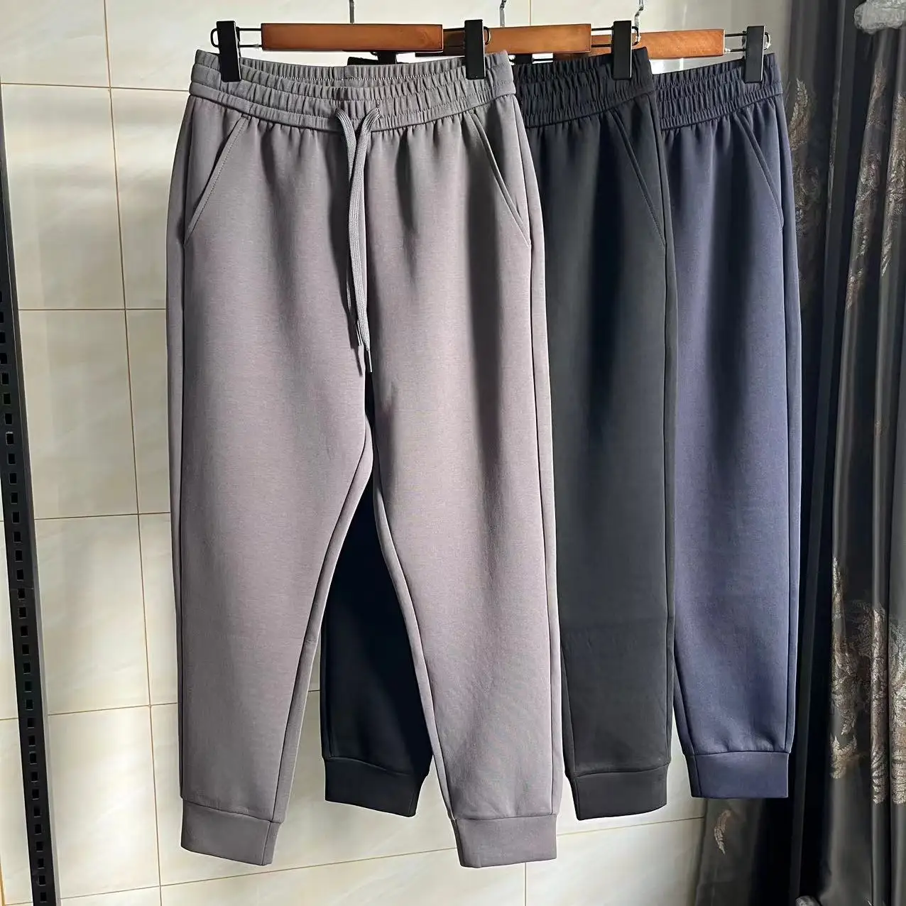 

Men's Basic Spor Casual Pants Elastic Waist Long Trousers Autumn Winter Faion Urban Sle Thi Straight Leg Fit All Ages