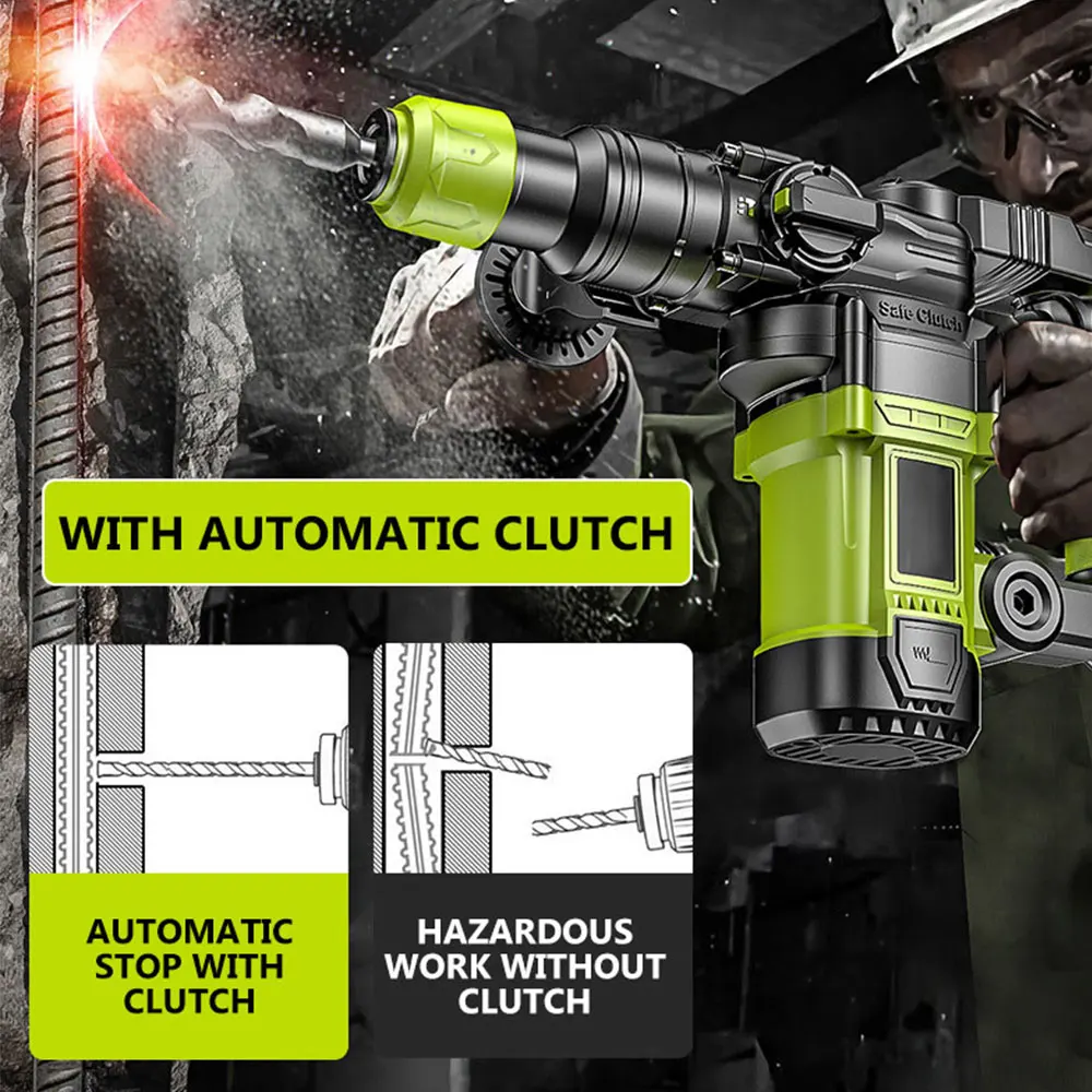 Marteau perceuse à percussion électrique, multifonctionnel, à distance, avec embrayage automatique, marteau/514 axe/perceuse tout en un 220V