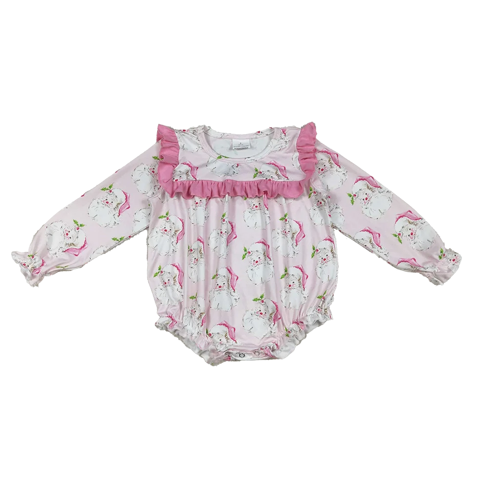 

Baby Winter Rompers Baby Girls Christmas Pink Santa Ruffle Rompers