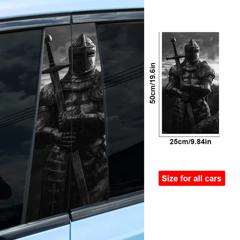 2pcs Knight Car Decal Car B-Pillar Waterproof Decal Covering Scratched Car Door Pillar Decal Diy Modified Car Styling Stickers