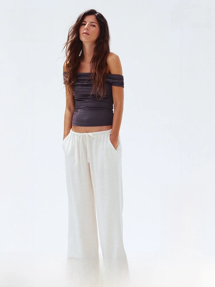 

Faionable Bal без бретелек, женский весенний топ H & M с драпировкой, повседневная длина, смесь полиэстера 290228