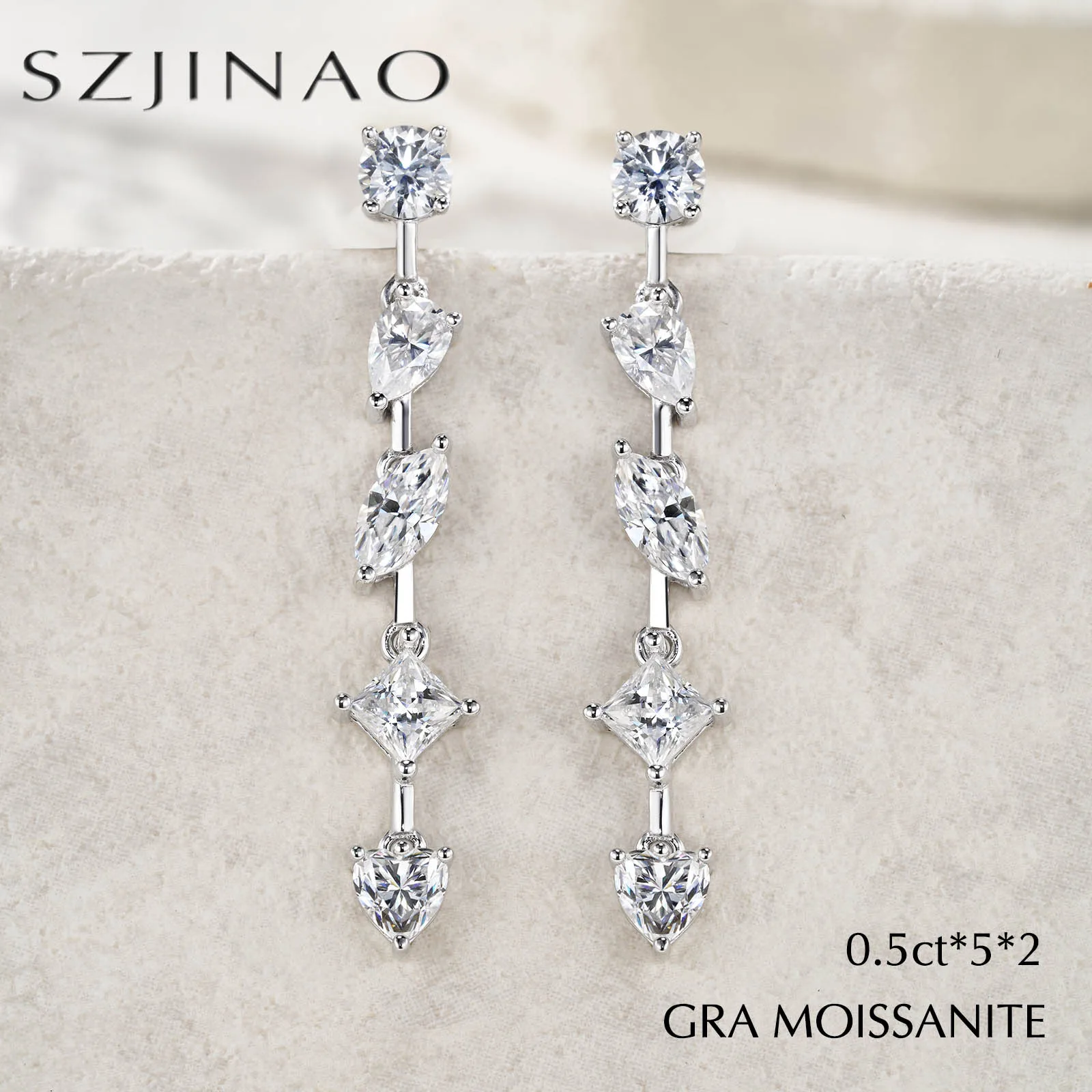 

Women's Fringe Drop Earrings with All Moissanite 5cttw GRA Certified D VVS1 925 Sterling Silver for Wedding High Fashion Jewelry