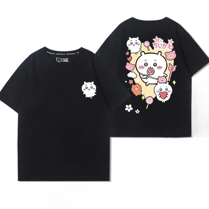 Chiikawa Usagi Niedliches Anime-Grafik-T-Shirt, Unisex, lockerer O-Ausschnitt, lässiges Sommer-Kurzarm-Oberteil im Harajuku-Streetwear-Stil für den Alltag – Detail 13