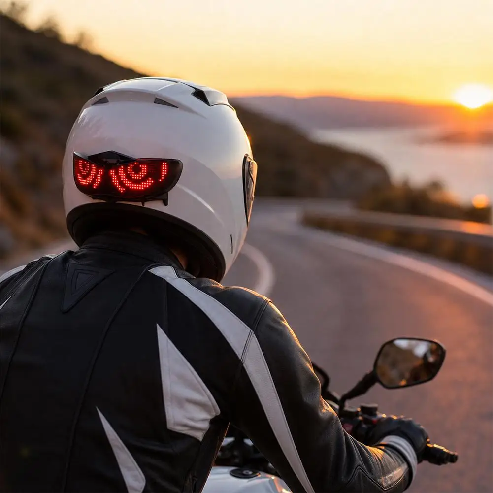 Night Riding Decor Ambient Lamp Helmet LED Demon‑Eye Warning Light Universal Smart Backpack APP Control Various Patterns