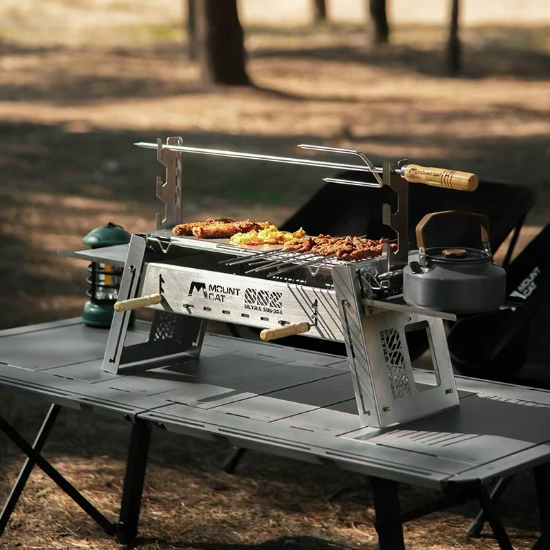 High Quality Portable Outdoor BBQ Grill Detachable 304 Safe Food Grade Stainless Steel Collapsible Barbecue Camping