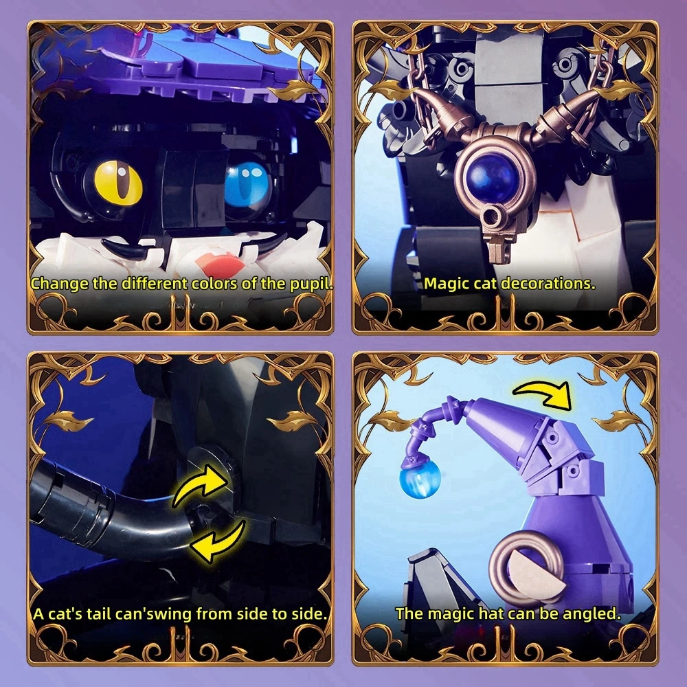 FUNXINEE NEW Creative Magic Movie Magic Cat Glowing Building Blocks Set Creative Assembly MOC Model Kids Birthday Christmas Gift