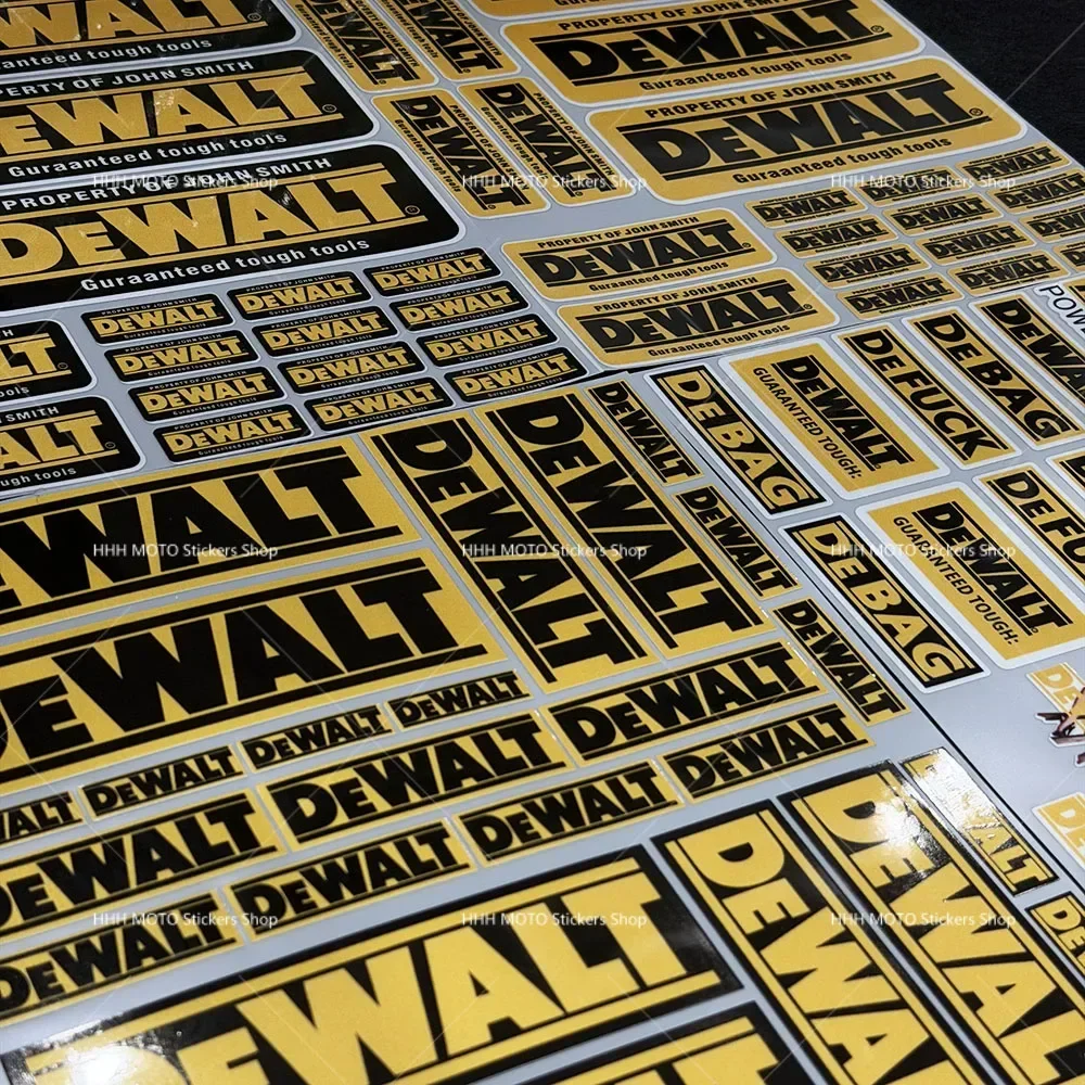 1/2 Set DEWALT Wasserdichte Vinyl-Aufkleber, Langlebige Selbstklebende Logo-Sticker für Werkzeugkasten, LKW, Motorrad, Auto-Modifikation – Detail 5