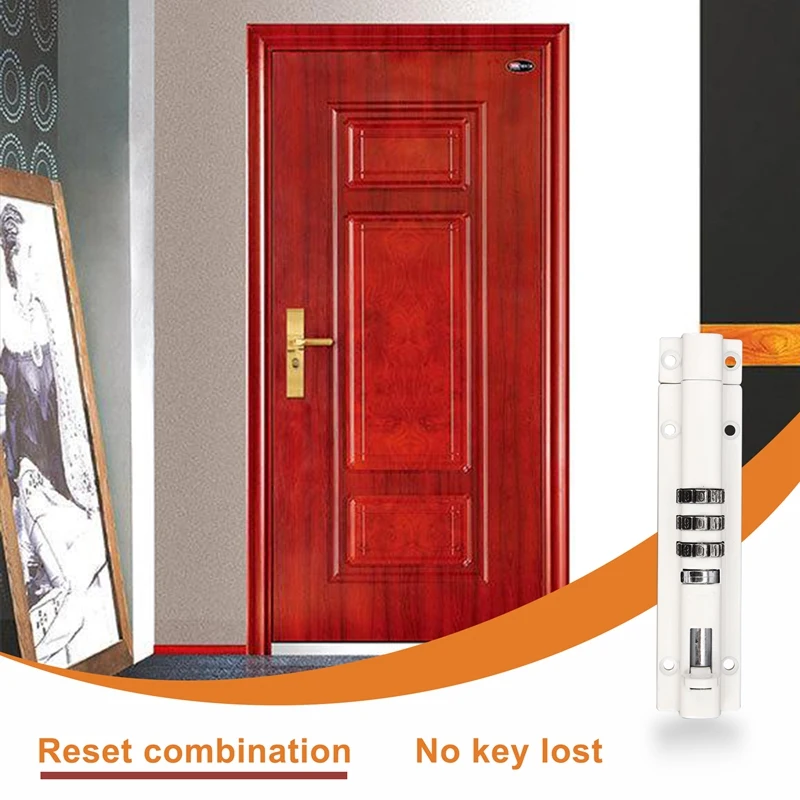 Horizontal Horizontal Door Bolt Lock Sliding Combination Code Can Be Reset For Gate Garage Cabinet