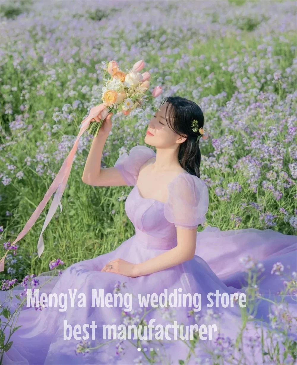 주이슈 2025 프린세스 퍼플 A라인 한국 웨딩드레스 정원 촬영 스퀘어넥 이브닝드레스 롱 드레스 맞춤 제작