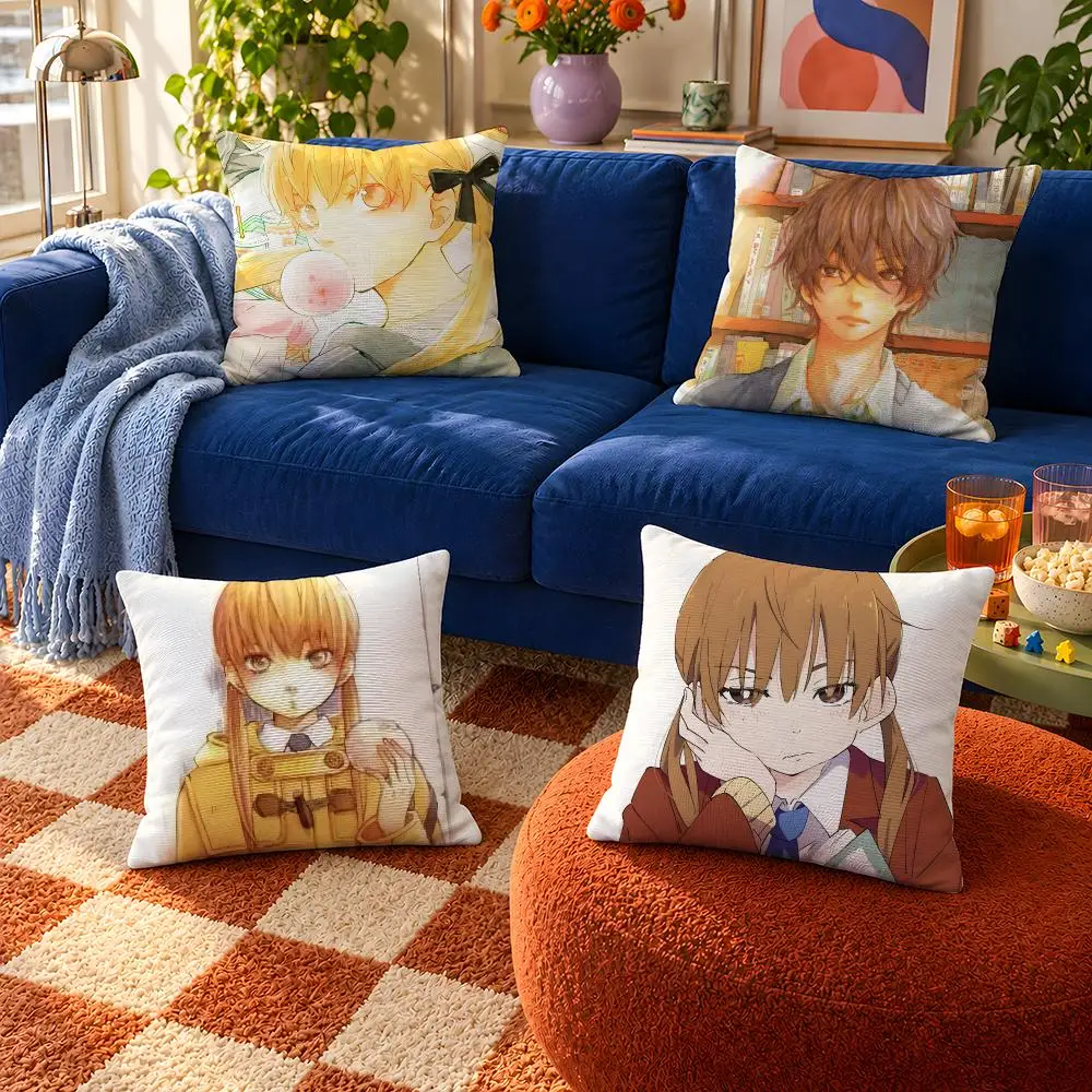 Anime My Little Monster Shizuku Haru Cushion Cover Throw Pillow Soft Short Plush Cozy Durable For Sofa Bedroom Home Decor Gift