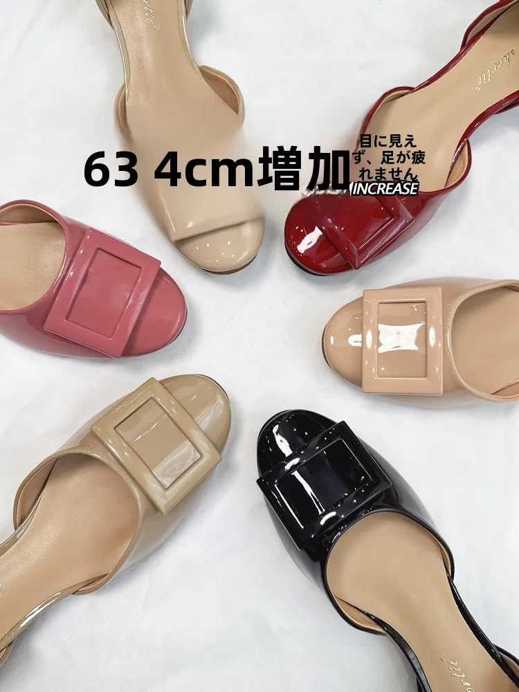 ladies'-sheepskin-classic-rv-square-buckle-hollow-out-platform-flat-sandals-summer-new-style-slip-on-casual-fashion-shoes