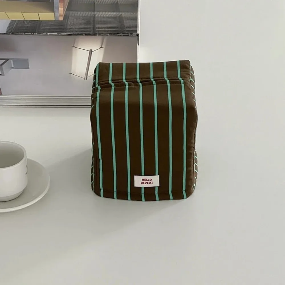 INS Stripe Tissue Case Cloth Living Room Tissue Box Large Capacity Paper Holder Kitchen Storage