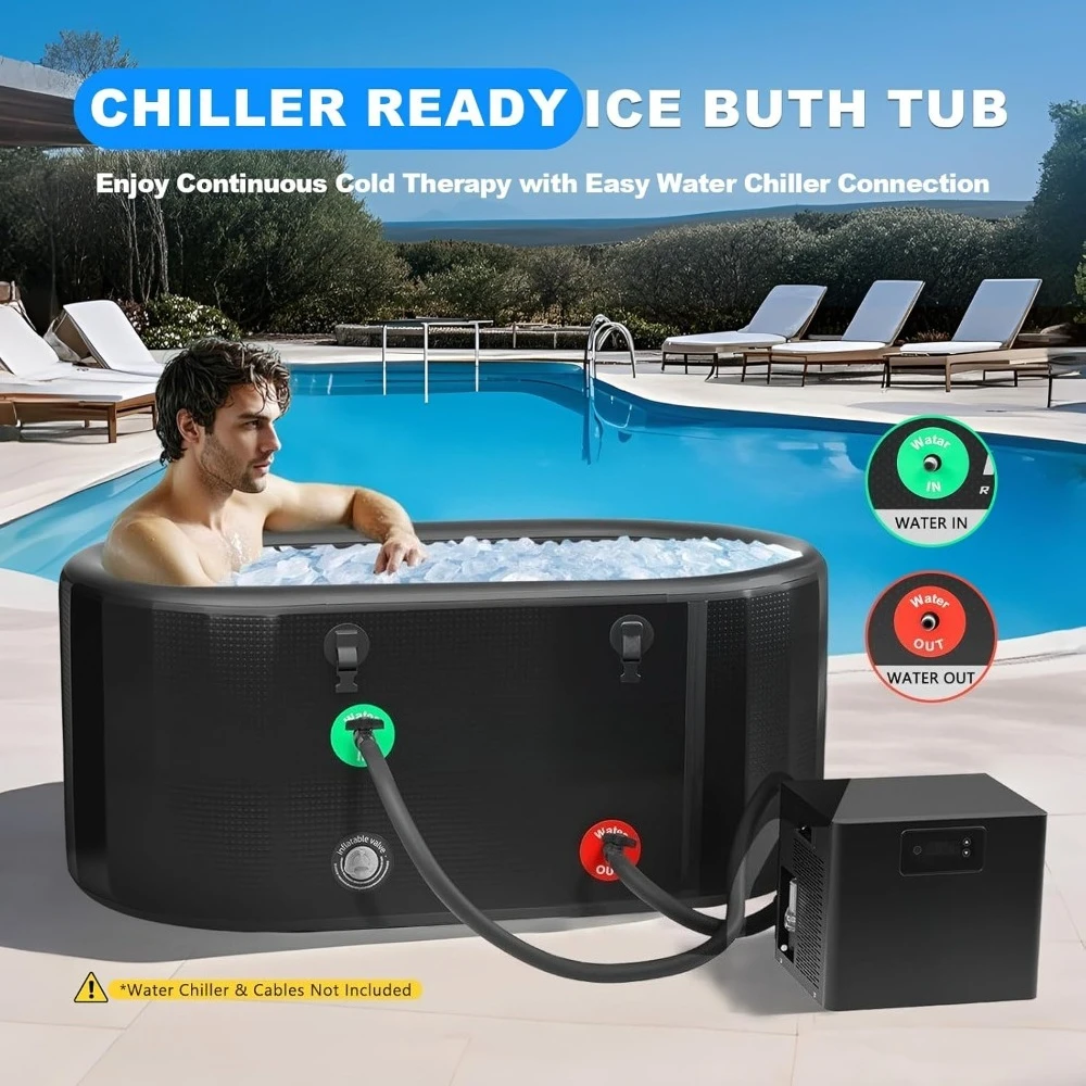 حوض استحمام ثلج قابل للنفخ XXL 216 جالون حمام سباحة يغرق بارد مع غطاء معزول برميل جراب ثلج محمول من مادة PVC للعلاج البارد