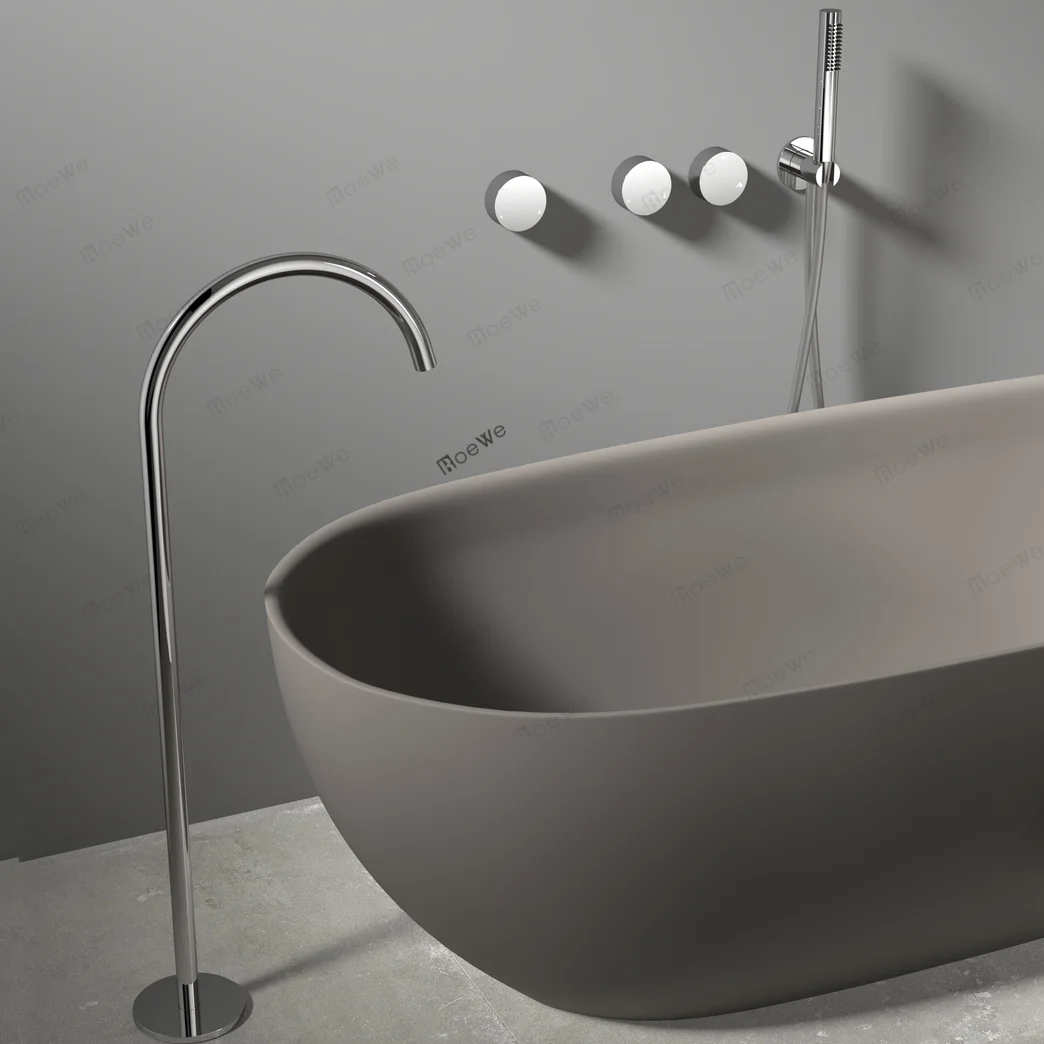 

Solid Brass Bath Shower Faucet Matching with Floor Stand Bathtubs, Brass Body Floor Mounted Freestanding Bathtub Faucet