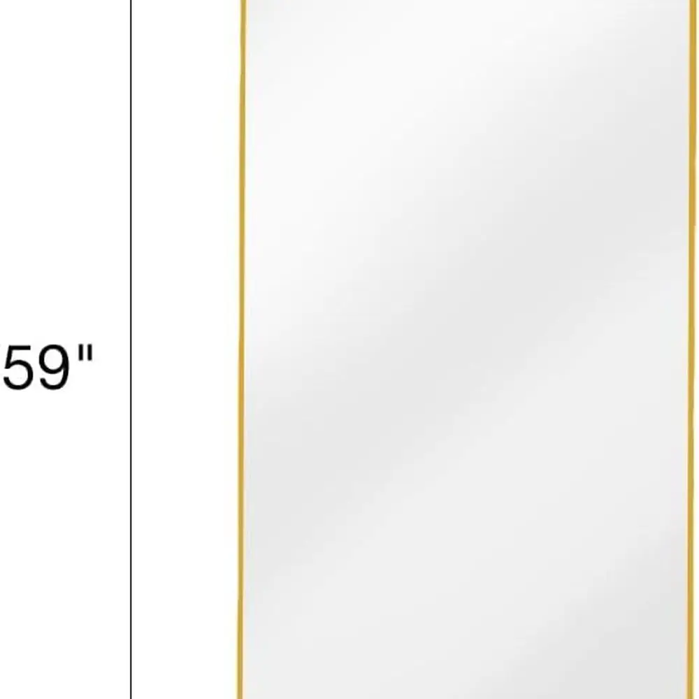 مرآة واقفة ذهبية أنيقة، بطول كامل مع تصميم مقوس لديكور المنزل #4