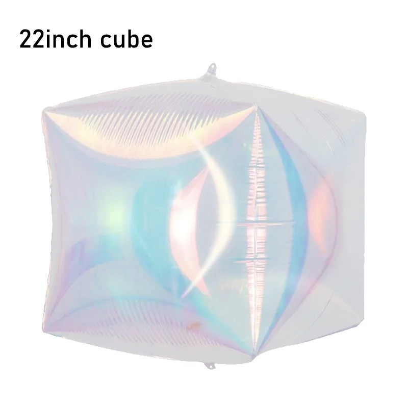 4Pcs 22inch Iridescent  Foil Balloons Crystal Rainbow Cubes Balls Birthday Party Disco Themed Party Decorations Bridal Shower