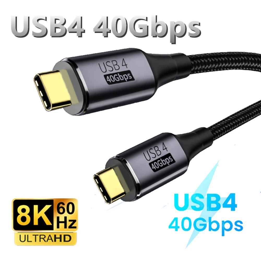 Кабель для передачи данных USB 4 Thunderbolt 3 Type-C на USB C, 8K, 60 Гц, 40 Гбит/с, 100 Вт Кабель для передачи данных USB 4 Thunderbolt 3 Type-C на USB C, 8K, 60 Гц, 40 Гбит/с, 100 Вт