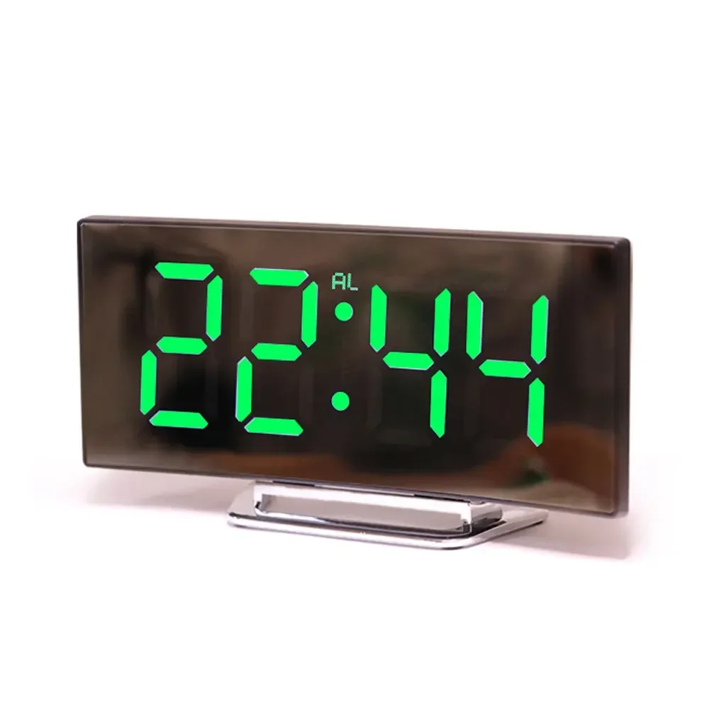 Mirror LED Full Screen Arc Alarm Clock Moment Bedroom Decoration Table Desk And Accessory Smart Hour Awakening Light