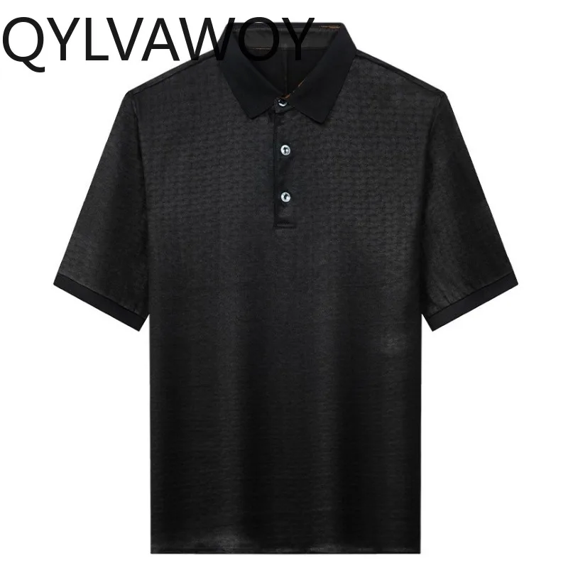 

QYLVAWOY 100% Mulberry Silk Polo Shirt Man Lapel Shirt Summer Men's Shirts Short Sleeve Polos De Hombre Stylish Tops Premium