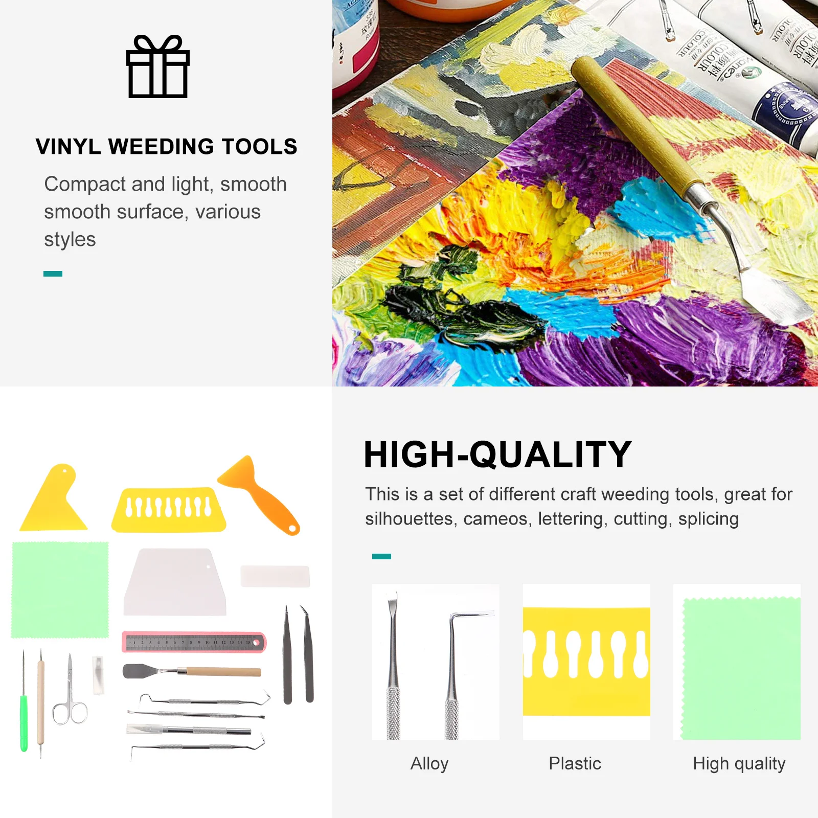 

1Set Vinyl Tools Kit for Craft Weeding Smooth Designs Different Sizes for Silhouettes Cameos Lettering Cutting