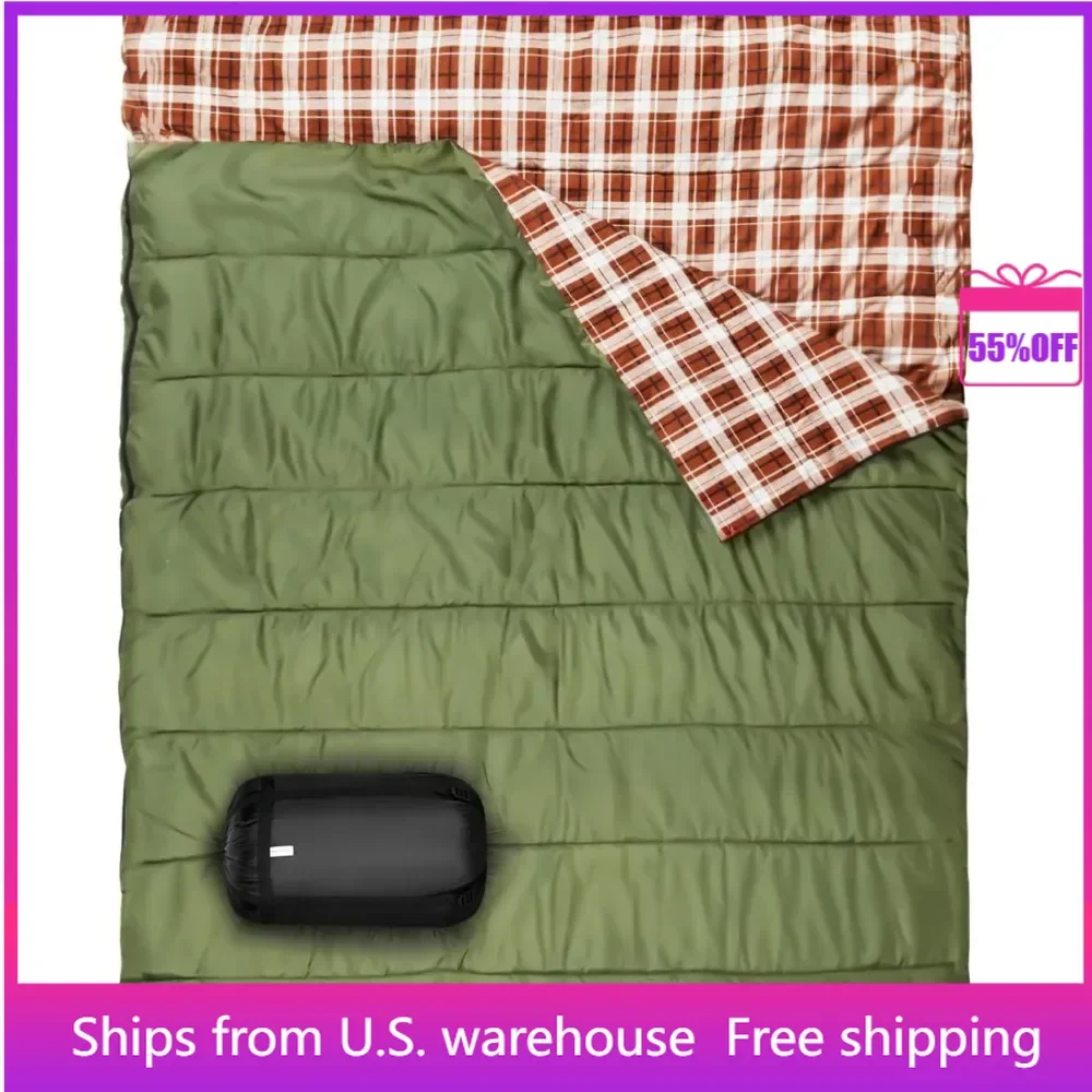 

Double Sleeping Bag for Camping, Backpacking Or Hiking. Queen Size 2 Person Waterproof Sleeping Bag for Adults Or Teens