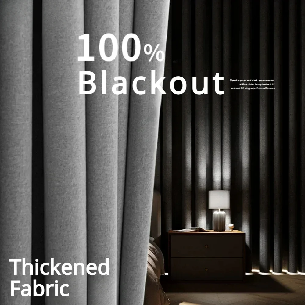 100% Blackout Both Sides Linen Curtains for Living Room Bedroom Waterproof Garden Thick Curtains Drapes Window Curtain Panels